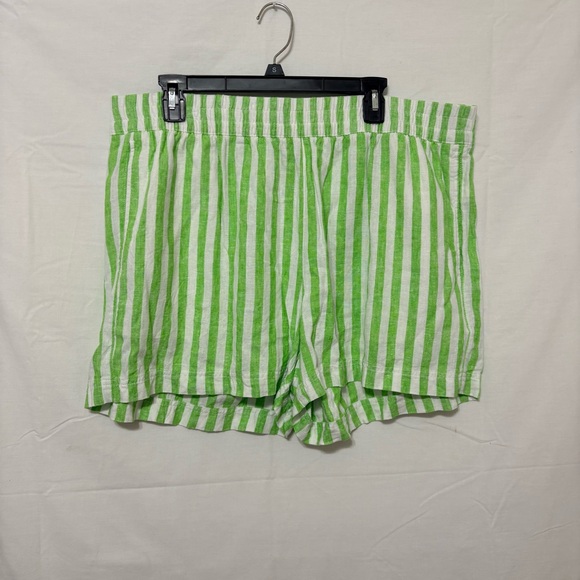 Old Navy women's high-waisted green/white linen-blend pull-on shorts - Picture 2 of 10